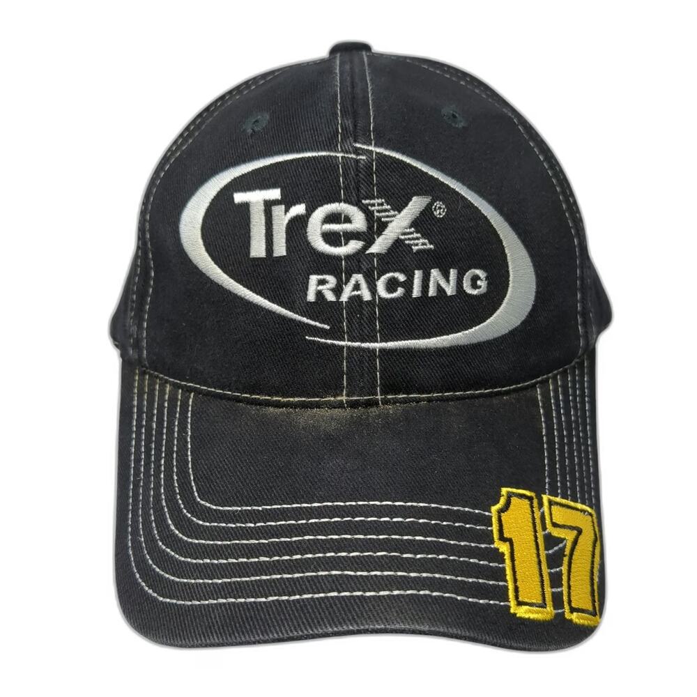 Checkered Flag Black Trex Baseball Cap Hat Matt Kenseth Racing 17 Signature